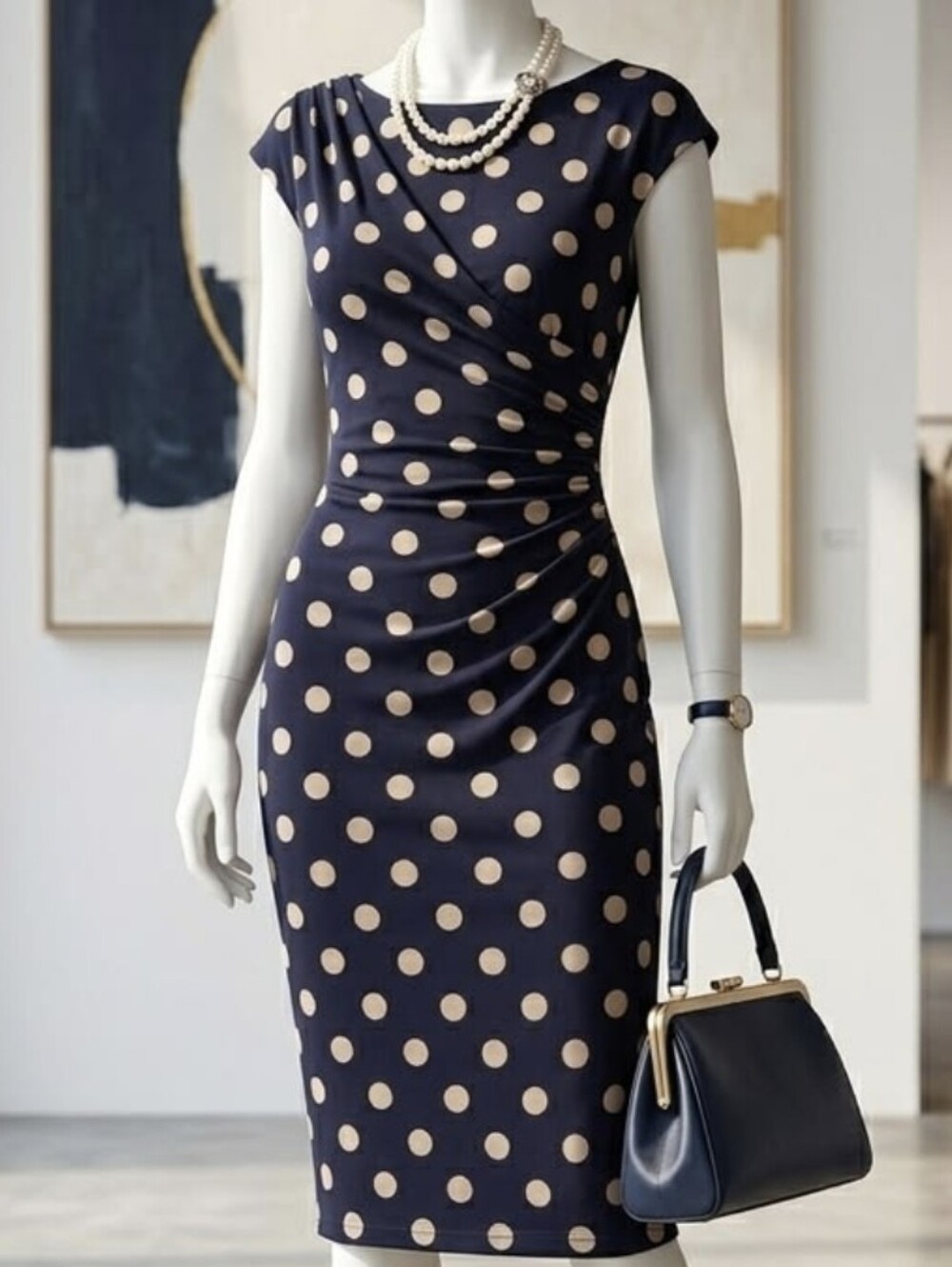 Navy Polka Dot Dress